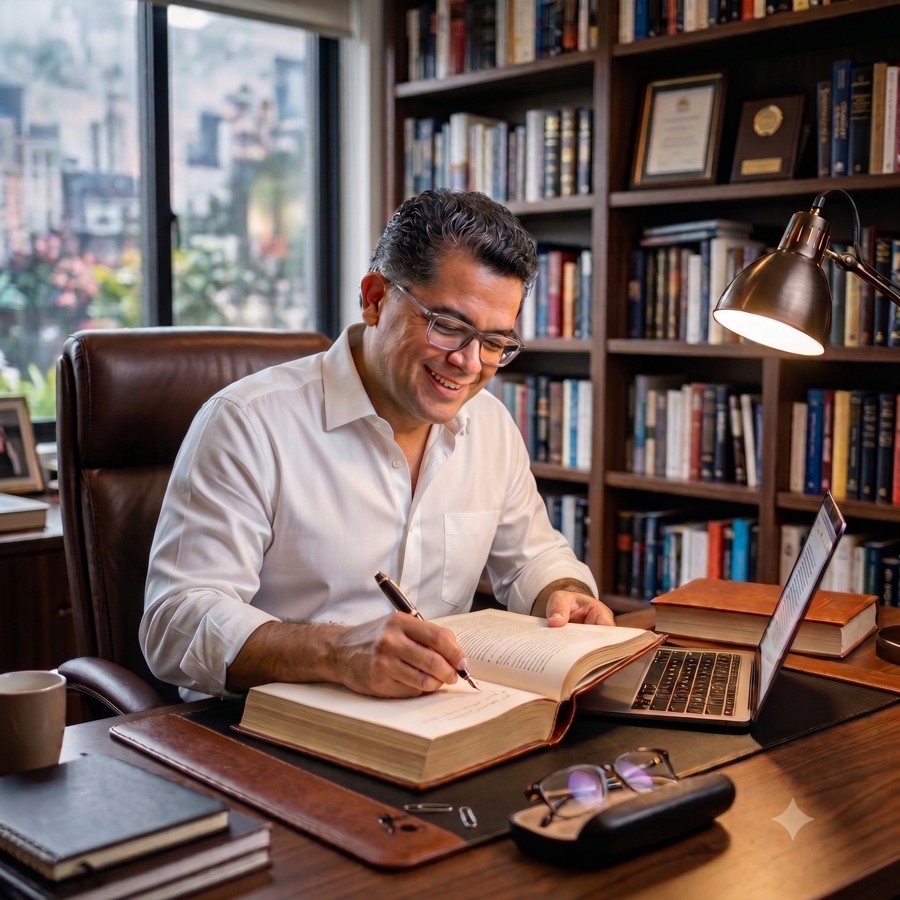 Mario Montenegro escribiendo